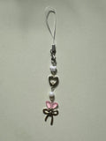 pink butterfly phone charm - with white butterfly